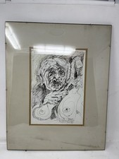 Jansen Zeichnung Original Portrait Alter Mann Filzstift Tusche