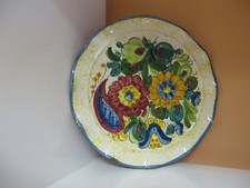 Teller Keramikteller  Retro Zierteller Ton Motivteller handbemalt Blumen Ø 25 cm