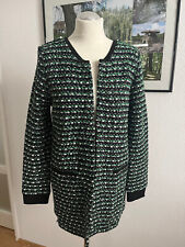 Street One sehr schöne Strickjacke schwarz grün weiß mit Lurexgarn Gr. 38