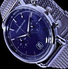 Leonardo Verrelli Herren Mesh Armband Uhr Männer Chronograph Blau Silber Farben