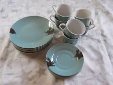 6 Kaffeegedeck Impressionen Tableware Ostergeschirr Hase türkis Teller Tasse 