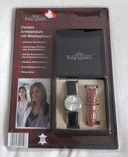 King Quartz Damen Uhr / Armbanduhr mit Wechsel-Lederarmband  ►NEU & OVP◄ 