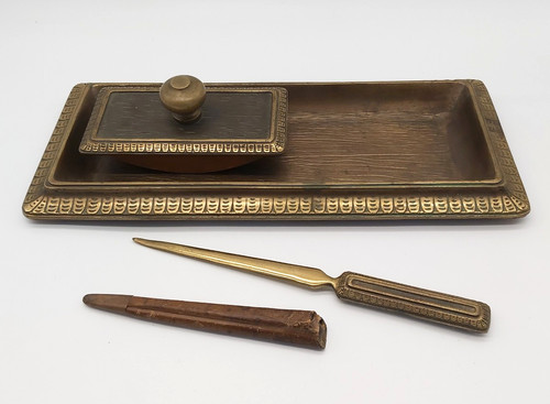 Bronze schreibtischgarnitur - bronze,