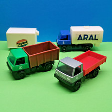 Konvolut, 3 Plastik Lkw´s + Kühlwagen Aufsatz von Jean Höfler, 1960er Jahre, rar