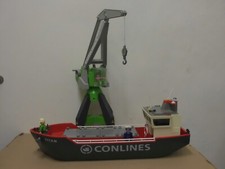 Y-Playmobil großer Hafenkran mit Frachtschiff mit zubehör und 2 Bojen gebr