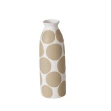 Vase Punty Keramik Höhe 28 x 10 cm beige, weiß, mit Punkten
