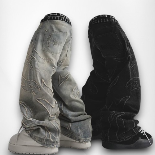 Wide jeans y2k streetwear - jeans,