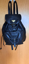 Harold's Vintage Lederrucksack schwarz mit Vortasche + Seitentasche 32x36x11 cm