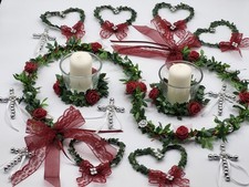 20 tlg. Tischdeko Set Ranke rot Votivglas Kerze Band Kommunion Hochzeit Taufe