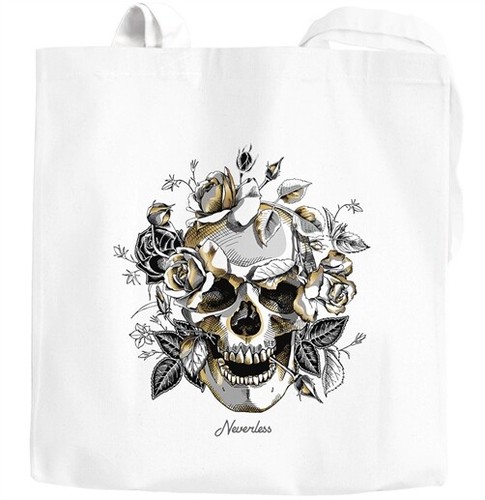 Jutebeutel totenkopf rosen - jutebeutel,