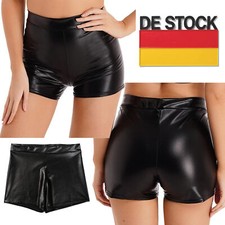 DE Damen Shorts Wetlook Glänzend Hotpants Sport Training Night Party Rave Kostüm