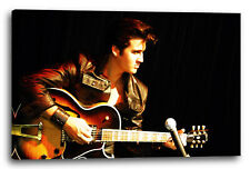 Wandbild Elvis Presley mit Gitarre und schwarze Lederjacke