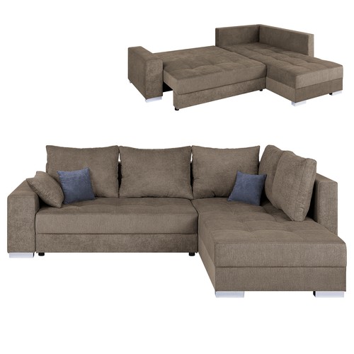 Ecksofa nougat microfaser - -,