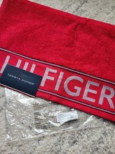 Tommy Hilfiger 2x große rote Handgepäck Handtücher 100 x 50 cm - Baumwolle Neu mit Etikett 