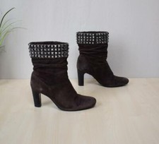 tolle Jette Wildleder High-Heel Stiefeletten Gr. 37 1/2 Echtleder m. Nieten
