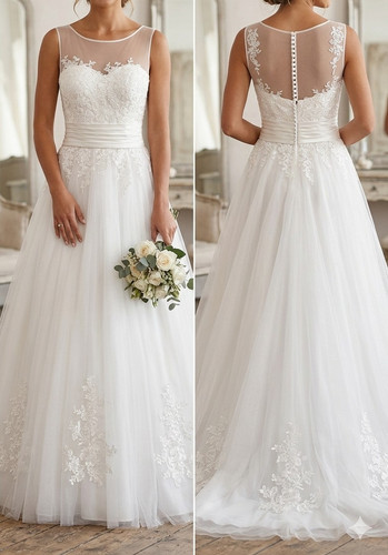 Brautkleid linie ärmellos - a-linie,