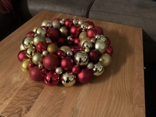 Kugelkranz Türkranz Advent Weihnachten Deko Kranz mit Lichterkette gold-rot