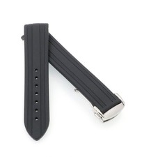 FKM-Kautschuk Rundanstoß Uhrenarmband Modell Bregenz schwarz 20 mm, komp. Omega