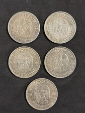 5 Reichsmark Paul von Hindenburg – 1936 A/D/F –Lot Aus 4 Münzen – Silber(.900)