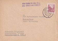 DDR,  1958, seltene NVA-Brf. mit Zusatz-Propagandastempel, nach Wolfen