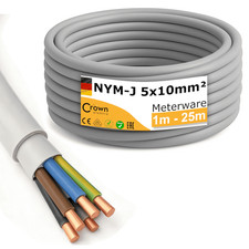 NYM Kabel 5x10mm² Meterware 1m-25m Elektrokabel Starkstromkabel Feuchtraumkabel