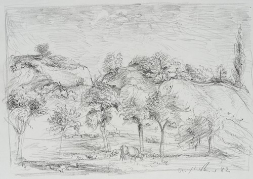 Idyllische landschaft mit - idyllische, kuh