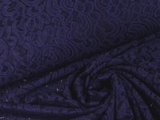 SPITZE elastisch Stoff Spitzenstoff Blütenbogen MARINE DUNKELBLAU EUR 10,98/m