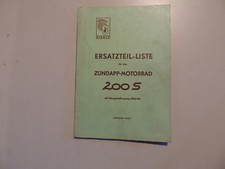 Ersatzteil Liste Katalog Zündapp 200 S Ausgabe 01.1957