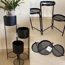 3-6er Blumen hocker Pflanzenständer Pflanzentreppe Metall schwarz Übertopf