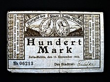 Zella - Mehlis  100 Mark  1922