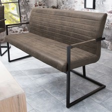 Industrial Freischwinger Bank LOFT 160cm taupe schwarz Sitzbank mit Armlehne