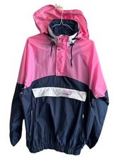 Agu Sport Nylon -Windbreaker-Gr. M -Rosa Blau Weiß  - vintage- shiny- Regenjacke