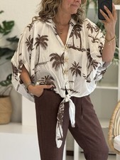 Bluse weiß mit - mit, braunem