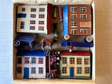 Kulissenhäuser (Konvolut) - 6 Figuren - Fuhrwerk - Originale - Erzgebirge