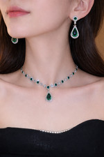 Damen Schmuckset Grün Strass