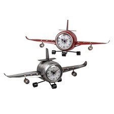 Standuhr 40 cm Flugzeug rot o