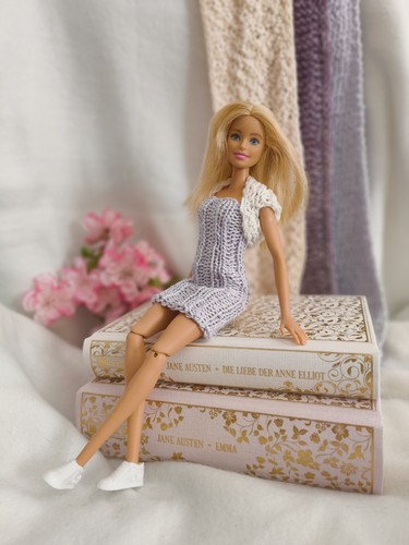 Puppen strickkleid mit jacke - mit,