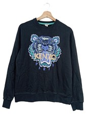Kenzo Herren Sweatshirt Tiger Motiv Applikation Baumwolle Schwarz M