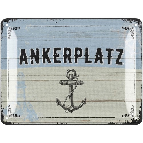 Blechschild retro ankerplatz - retro,