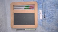 Alte Schiefertafel mit Abakus /  Rechenrahmen aus Holz mit Holzperlen ebay-A658