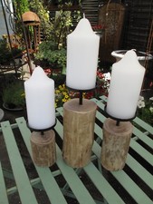 3er Set Kerzenleuchter Holz
