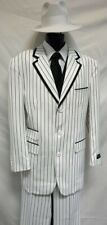 Herren Weiß Streifen Anzug Modisch Designer Hochzeit Freizeit Dinner ( + Hose)