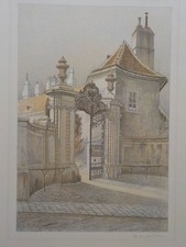 CARL MÜLLER - Eingang zum Salesianerinnenkloster in WIEN. Lithographie signiert