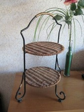 Dekorative große Etagere * Metall-Rattan * shabby chic * 2 Stöckig * 