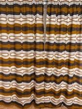 2 Vintage 70er Stoff Gardine Stores Panton Stil Space Age Retro Psychedelisch