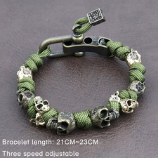 Gothic Herrenarmband Skull Totenkopf | Geflochten Metallverschluss bronzefarben