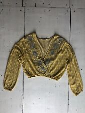 cloe katie Hippie bluse Top gelb weiß gr.s/36 Oberteil Stickerei grau