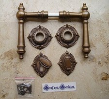 Antik Messing Türklinke Tür Griffe BB Rosetten Türgriffe Türbeschlag  R17A