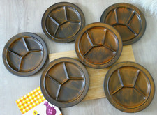 6 Fondueteller Grillteller Antipasti HEISTERHOLZ Keramik ofenfest 70er Vintage