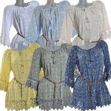 Damen Spitze Sommer Bluse Tops